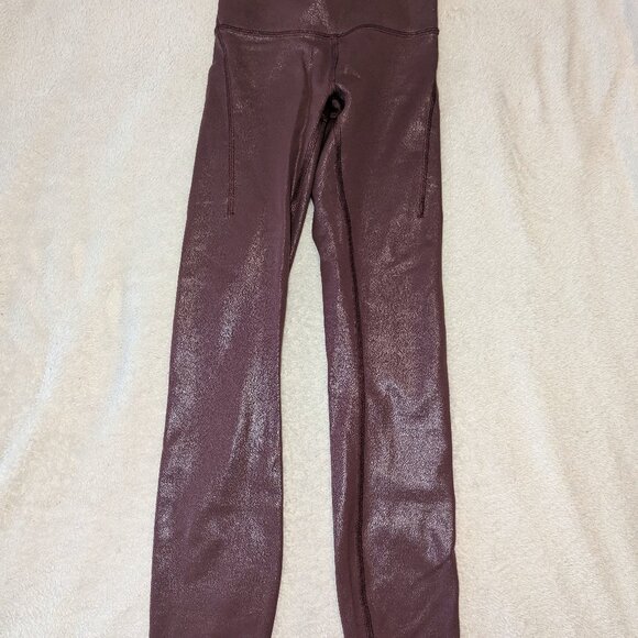 Lululemon Wunder Train Foil Tight Red Merlot 25" w/Pockets Free shipping! - Picture 8 of 13
